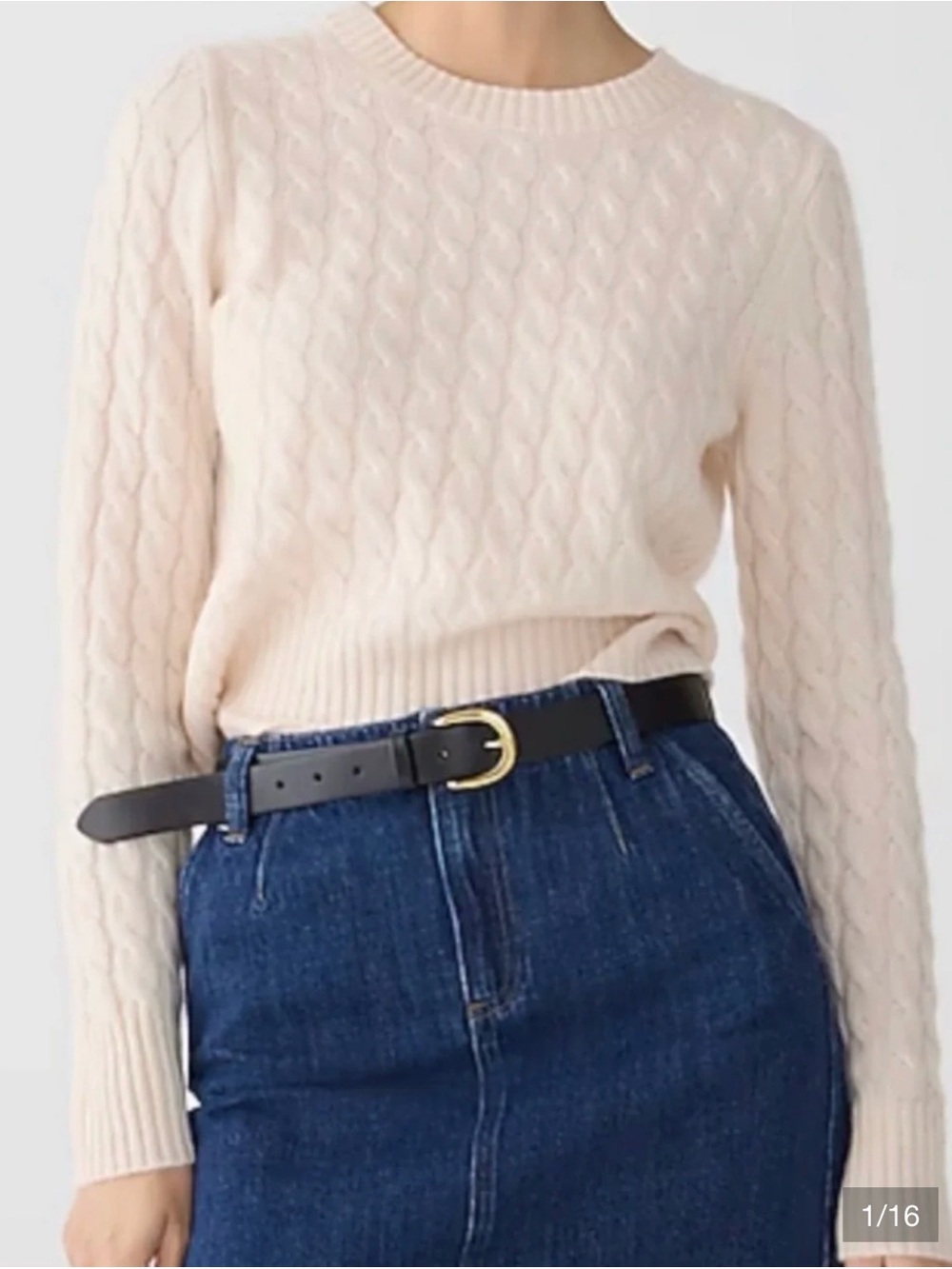 J. Crew cashmere cable knit long sleeve crewneck sweater size medium